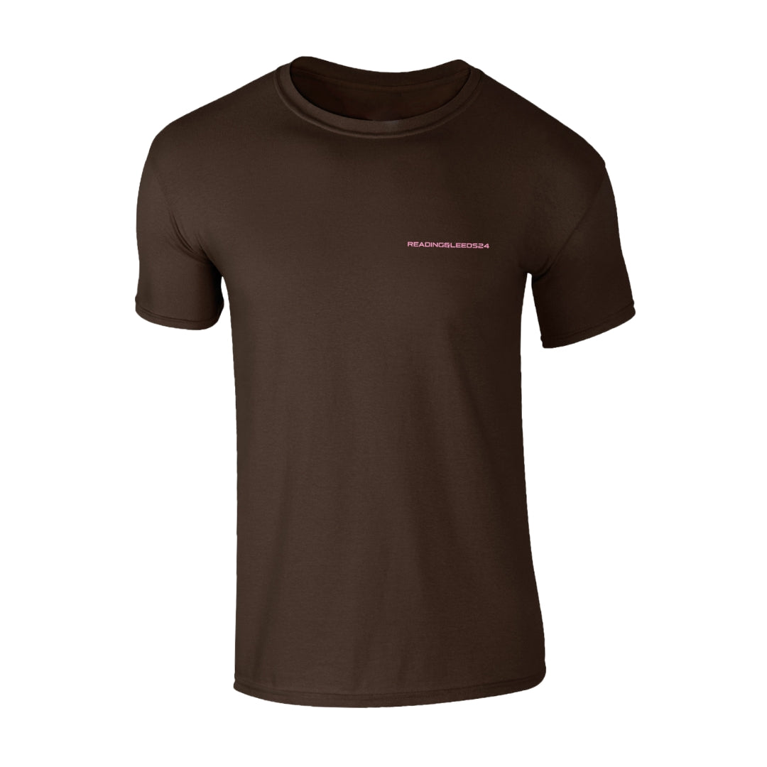 A black short-sleeve Reading & Leeds Graffiti T-Shirt by Reading & Leeds Festival features small white READINGBLISS24 text on the left chest, shown on a white background.